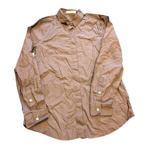 Everlane Women's Pullover Button-Up Blouse Long Sleeve Collared Brown Size S